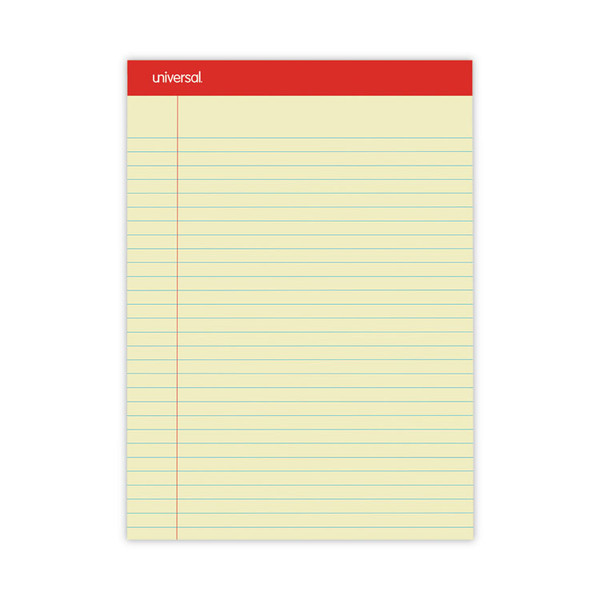 Perforated Ruled Writing Pads, Wide/Legal Rule, Red Headband, 50 Canary-Yellow 8.5 x 11.75 Sheets, Dozen [SKU: UNV10630]