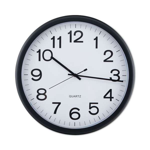 Round Wall Clock, 13.5" Overall Diameter, Black Case, 1 AA (sold separately) [SKU: UNV11641]