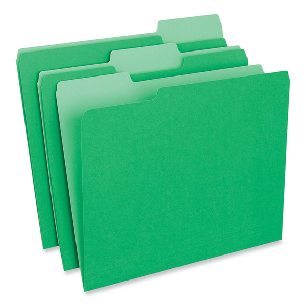 Interior File Folders, 1/3-Cut Tabs: Assorted, Letter Size, 11-pt Stock, Green, 100/Box [SKU: UNV12302]