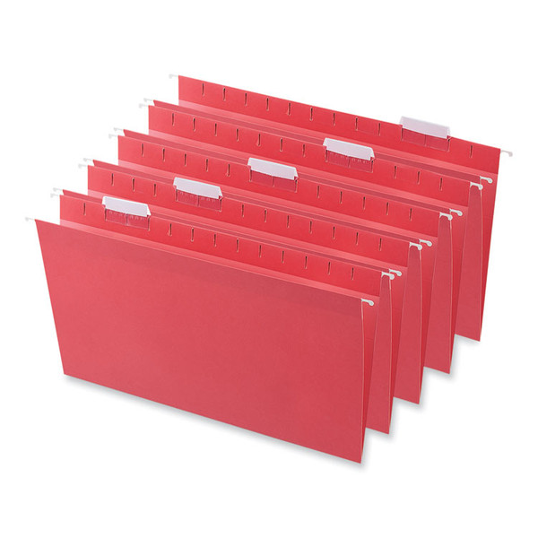 Deluxe Bright Color Hanging File Folders, Legal Size, 1/5-Cut Tabs, Red, 25/Box [SKU: UNV14218]