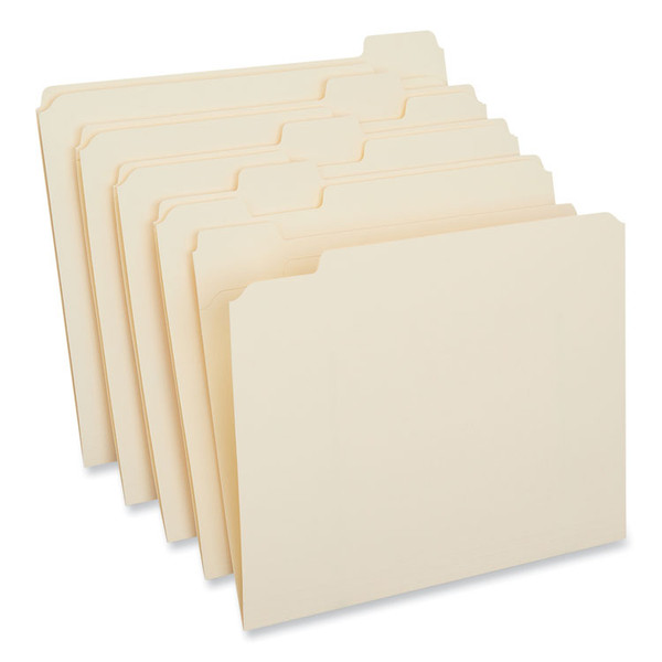 Double-Ply Top Tab Manila File Folders, 1/5-Cut Tabs: Assorted, Letter Size, 0.75" Expansion, Manila, 100/Box [SKU: UNV16115]