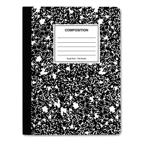Quad Rule Composition Book, Quadrille Rule, Black Marble Cover, 9.75 x 7.5, 100 Sheets [SKU: UNV20950]