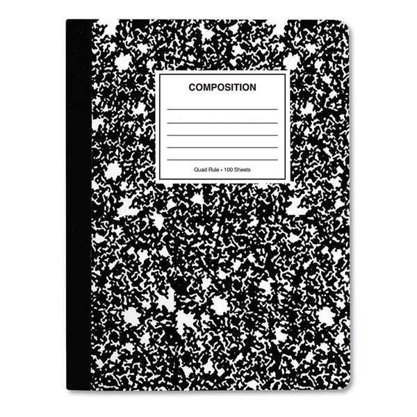 Quad Rule Composition Book, Quadrille Rule, Black Marble Cover, 9.75 x 7.5, 100 Sheets, 6/Pack [SKU: UNV20957]