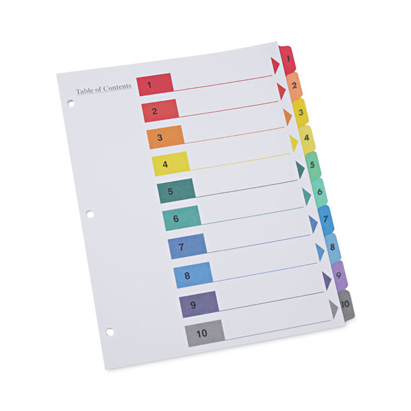 Deluxe Table of Contents Dividers for Printers, 10-Tab, 1 to 10; Table Of Contents, 11 x 8.5, White, 6 Sets [SKU: UNV24804]