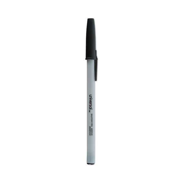 Ballpoint Pen, Stick, Medium 1 mm, Black Ink, Gray Barrel, Dozen [SKU: UNV27410]