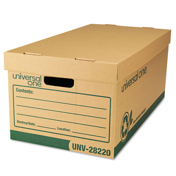 Recycled Heavy-Duty Record Storage Box, Letter Files, Kraft/Green, 12/Carton [SKU: UNV28220]