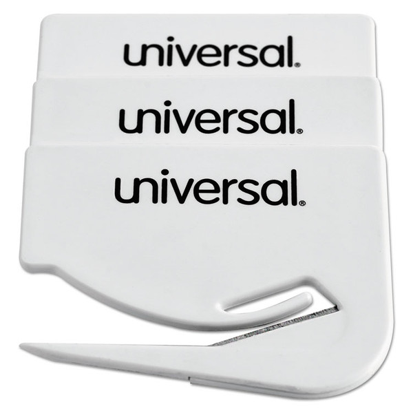 Letter Slitter Hand Letter Opener with Concealed Blade, 2.5", White, 3/Pack [SKU: UNV31803]