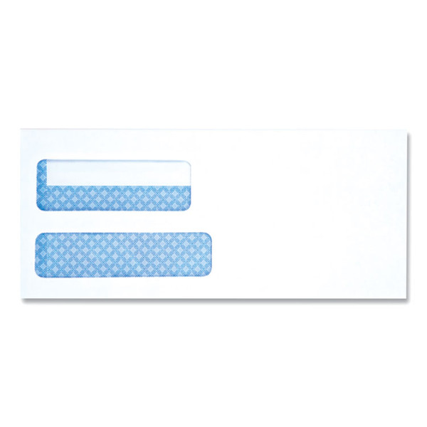 Double Window Business Envelope, #10, Square Flap, Self-Adhesive Closure, 4.13 x 9.5, White, 500/Box [SKU: UNV36104]