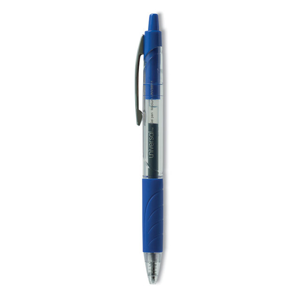 Comfort Grip Gel Pen, Retractable, Medium 0.7 mm, Blue Ink, Clear/Blue Barrel, 36/Pack [SKU: UNV39911]