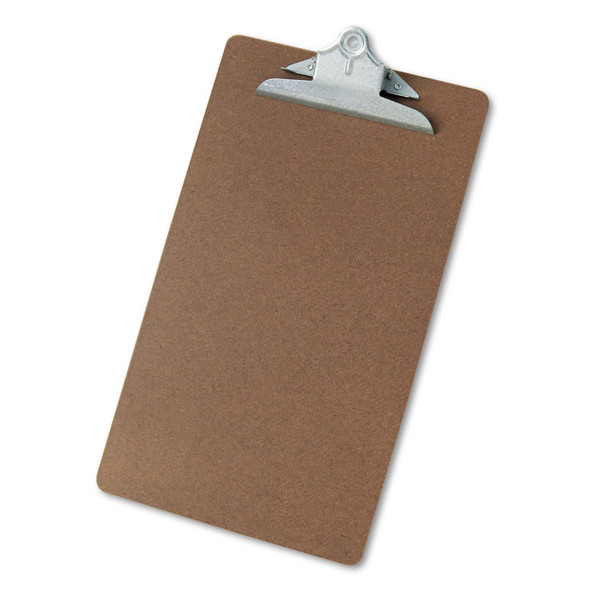 Hardboard Clipboard, 1.25" Clip Capacity, Holds 8.5 x 14 Sheets, Brown [SKU: UNV40305]