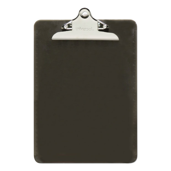 Plastic Clipboard with High Capacity Clip, 1.25" Clip Capacity, Holds 8.5 x 11 Sheets, Translucent Black [SKU: UNV40306]