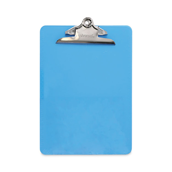 Plastic Clipboard with High Capacity Clip, 1.25" Clip Capacity, Holds 8.5 x 11 Sheets, Translucent Blue [SKU: UNV40307]