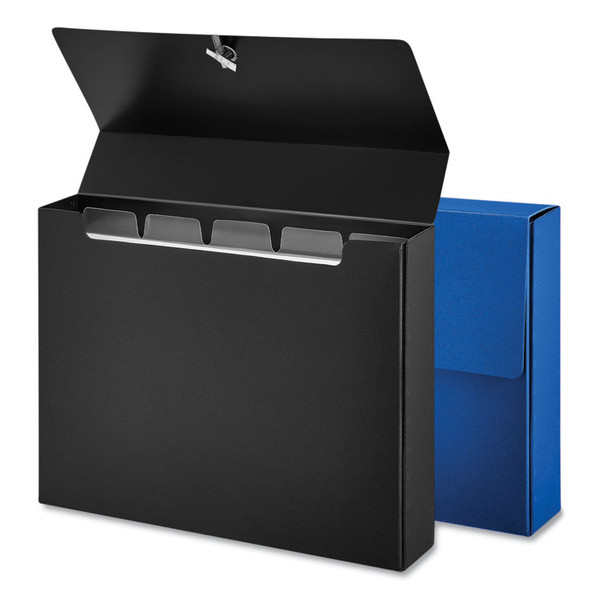 Poly Index Card Box, Holds 100 4 x 6 Cards, 4 x 1.33 x 6, Plastic, Black/Blue, 2/Pack [SKU: UNV47305]