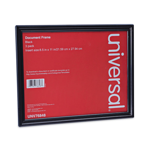 All Purpose Document Frame, 8.5 x 11 Insert, Black, 3/Pack [SKU: UNV76848]