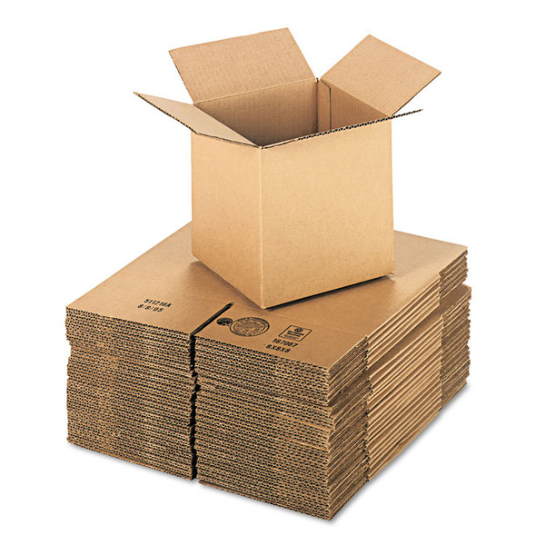 Cubed Fixed-Depth Corrugated Shipping Boxes, Regular Slotted Container (RSC), Medium, 8" x 8" x 8", Brown Kraft, 25/Bundle [SKU: UNV888]