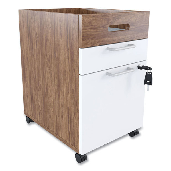 Essentials Mobile Pedestal File, Left or Right, 2-Drawers: Box/File, Legal/Letter, White/Espresso, 15.5" x 21.2" x 24.2 [SKU: UOS24398968]