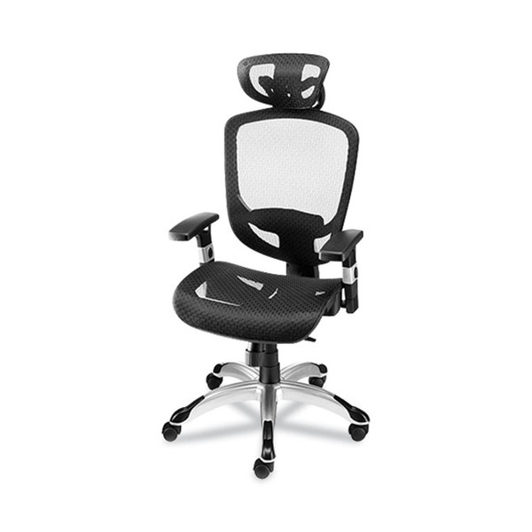 FlexFit Hyken Mesh Task Chair, Supports Up to 300 lbs, 17.24" to 20.98" Seat Height, Black Seat, Black Back.Silver Base [SKU: UOS59460VCC]