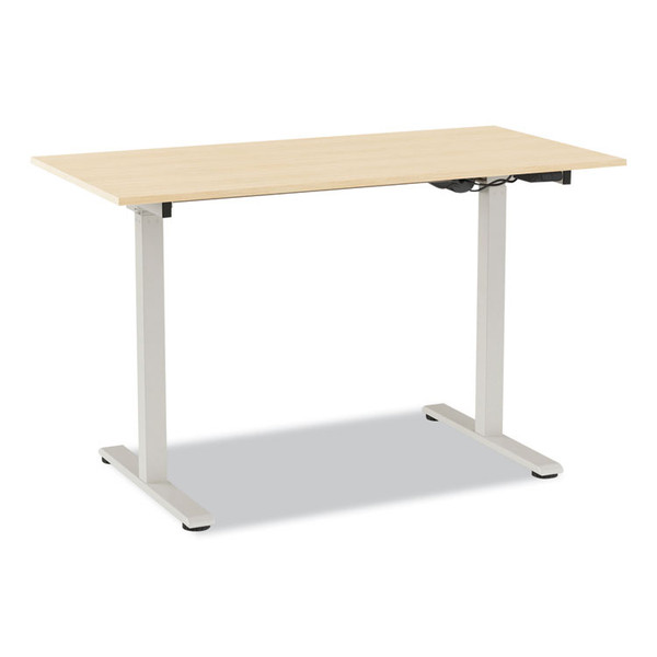 Essentials Electric Sit-Stand Two-Column Workstation, 47.2" x 23.6" x 28.7" to 48.4", Natural Wood/Light Gray [SKU: UOS60415CC]