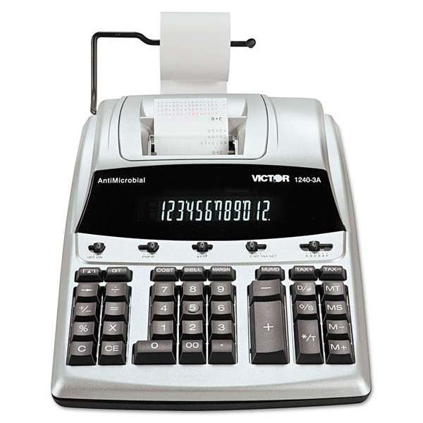 1240-3A Antimicrobial Printing Calculator, Black/Red Print, 4.5 Lines/Sec [SKU: VCT12403A]