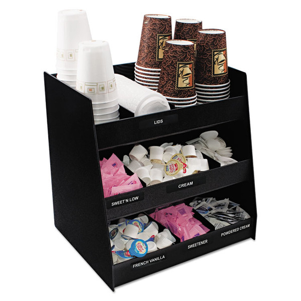Vertical Condiment Organizer, 9 Compartments, 14.5 x 11.75 x 15, Black [SKU: VRTVFC1515]