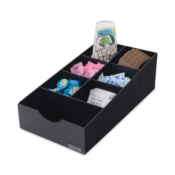 Condiment Caddy, 7 Compartments, 8.75 x 16 x 5.25, Black [SKU: VRTVFCC169]