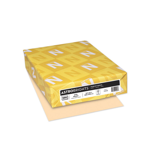 Color Paper, 24 lb Bond Weight, 8.5 x 11, Punchy Peach, 500/Ream [SKU: WAU92048]
