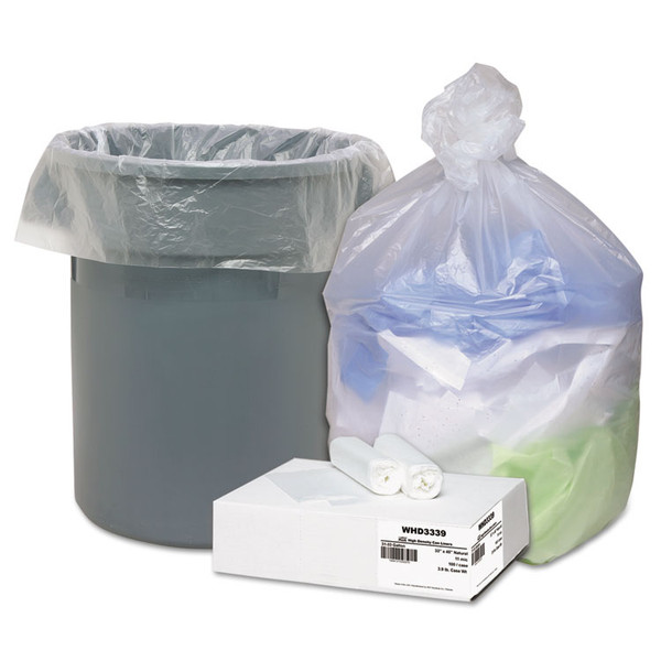 Can Liners, 33 gal, 11 microns, 33" x 40", Natural, 10 Bags/Roll, 10 Rolls/Carton [SKU: WBIWHD3339]