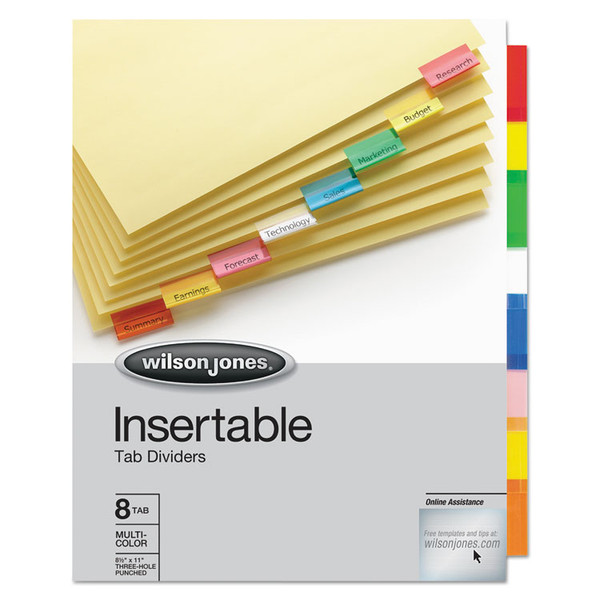 Insertable Tab Dividers, 3-Hole Punched, 8-Tab, 11 x 8.5, Buff, Assorted Tabs, 1 Set [SKU: WLJ54311]