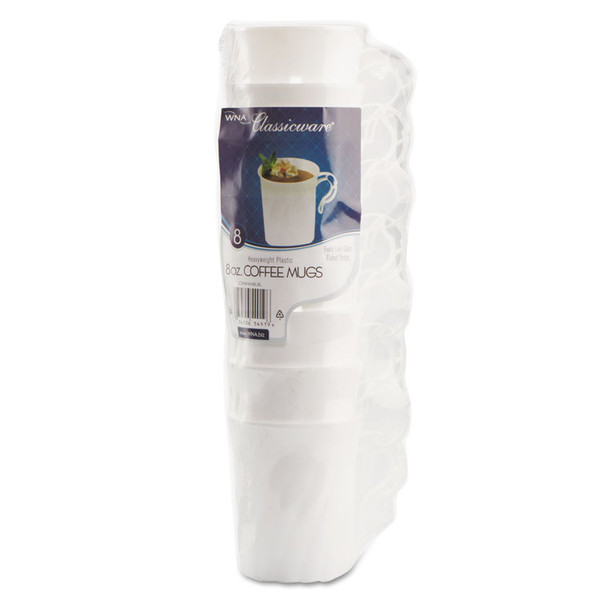 Classicware Plastic Coffee Mugs, 8 oz, White, 8/Pack [SKU: WNARSCWM8248WPK]
