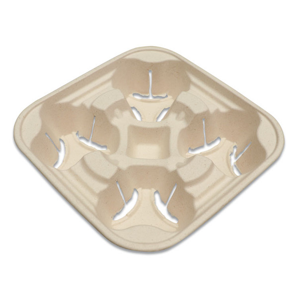 Fiber Cup Carriers, 8 oz to 22 oz Cups, Four Cups, Natural, 600/Carton [SKU: WORCCFB4LF]