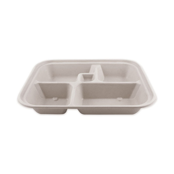 Fiber Bento Box Containers, 5-Compartment, 11.8 x 9.4 x 2, Natural, Paper, 300/Carton [SKU: WORTRSCBB]