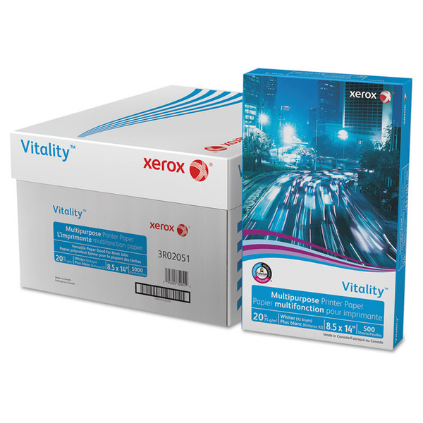 Vitality Multipurpose Print Paper, 92 Bright, 20 lb Bond Weight, 8.5 x 14, White, 500 Sheets/Ream, 10 Reams/Carton [SKU: XER3R02051CT]