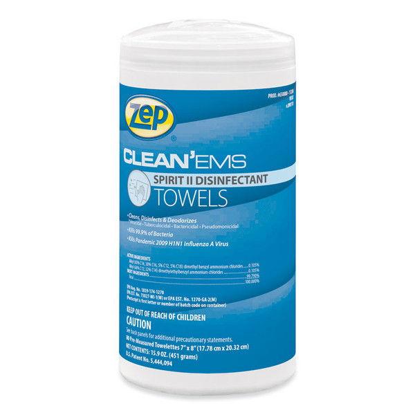 Clean'Ems Spirit II Towels, 8 x 7, Citrus, 80/Canister, 6 Canisters/Carton [SKU: ZPP650880]