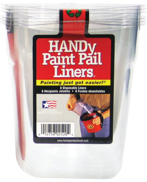HANDy BER-2520-CT Paint Pail Liner, 1 qt Capacity, Plastic, Clear [SKU: ORG0954024]