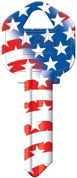 HY-KO 16010KW1FLAG Key Blank, Solid Brass, Painted, For: Kwikset KW1, Titan KW10 Keyways [SKU: ORG4548905]