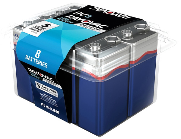 RAYOVAC HIGH ENERGY A1604-8PPK Battery, 9 V Battery, Alkaline [SKU: ORG5764758]