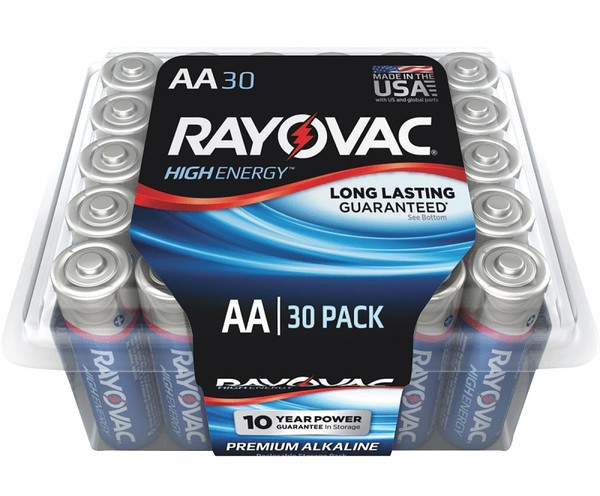 RAYOVAC 815-30PPTK Battery, 1.5 V Battery, 750 mAh, AA Battery, Alkaline [SKU: ORG7380595]