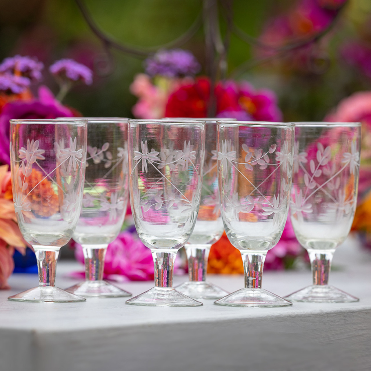 Etched sale champagne glasses