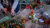 a simple floral christmas decoration for the table