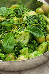 potato and chard salad with pea pesto recipe