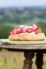 baked vanilla and lemon cheesecake with marinated strawberries recipe