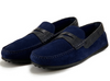 Zelli Monza Sueded Calfskin with Crocodile Trim Navy