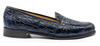 Zelli Tuscany Crocodile Penny Loafer Navy