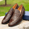 Zelli Roma Crocodile Penny Loafer Cognac