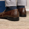 Zelli Roma Crocodile Penny Loafer Cognac