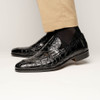 Zelli Roma Crocodile Penny Loafer Black