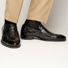 Zelli Roma Crocodile Penny Loafer Black