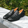 Zelli Roma Crocodile Penny Loafer Black