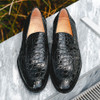 Zelli Roma Crocodile Penny Loafer Black