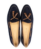 Zelli Naples Italian Kid Suede with Embossed Crocodile Tassel Loafer Navy